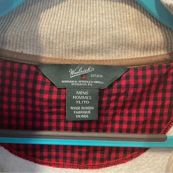 Woolrich QuarterZip Pullover Sweater Elbow Patch Tan Brown Mens Size XL - Picture 3 of 8